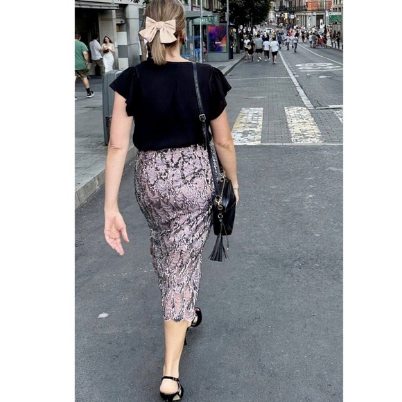 ZARA WOMEN MIDI SEQUIN MULTICOLORED SKIRT NWT XS,S,M,L - Picture 3 of 16